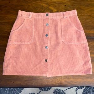 Pink Corduroy Botton Down Skirt
